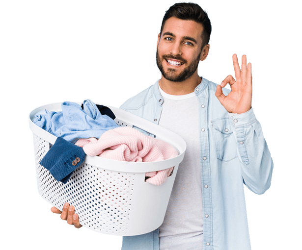 Customer With Dirty Clothes in a Basket